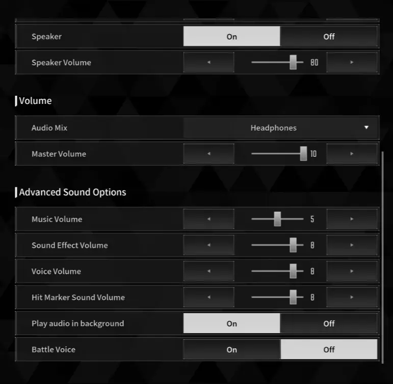 Audio Settings