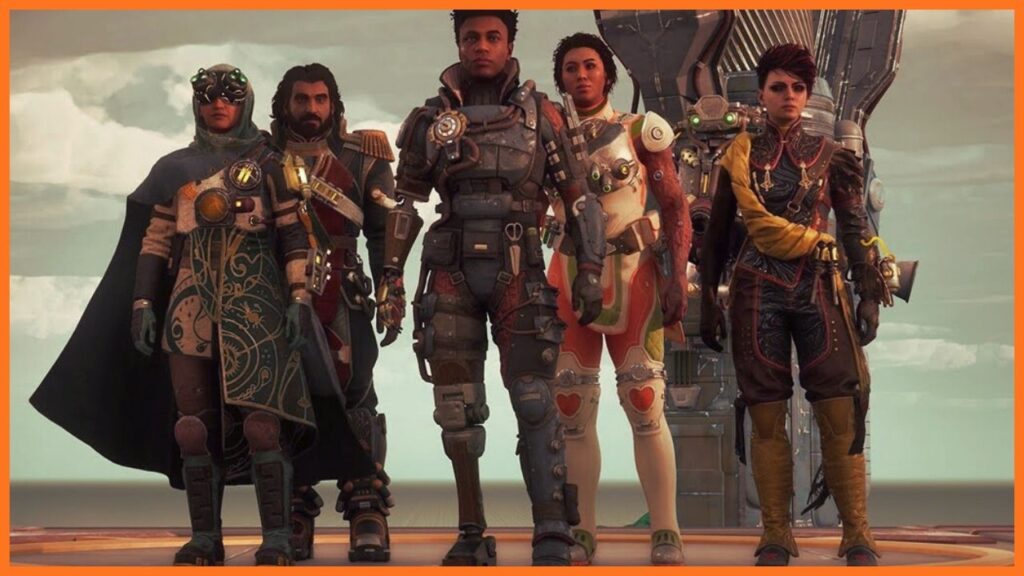 In-game images of the 5 characters who can be romanced in The Outer Worlds 2.