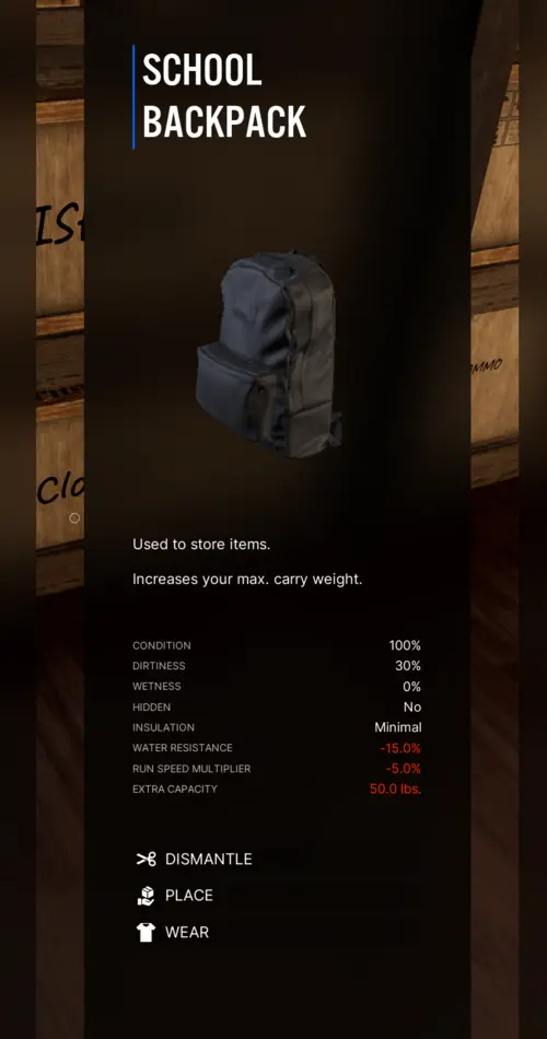 school backpack details