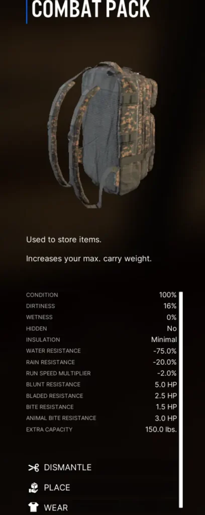 combat pack details
