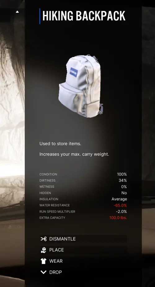 hiking backpack details