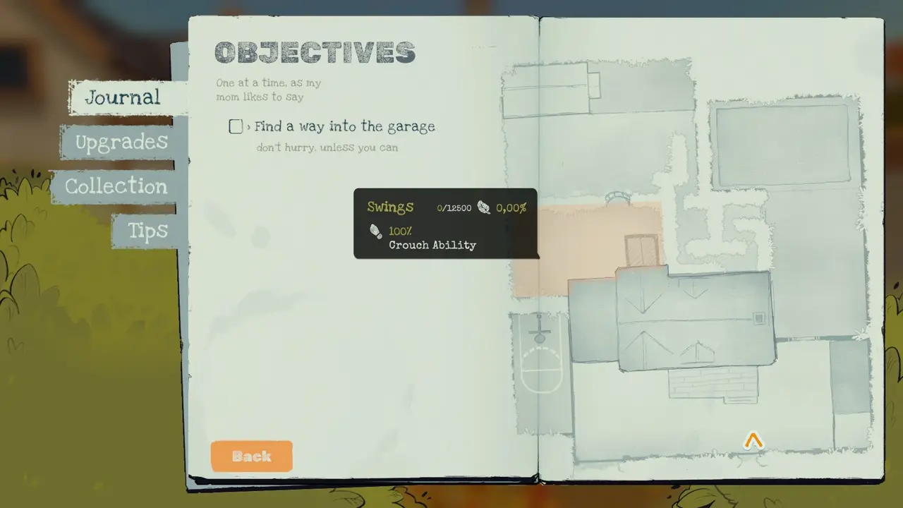 Swings area provides crouch after 100 percent clean requires garage unlocked