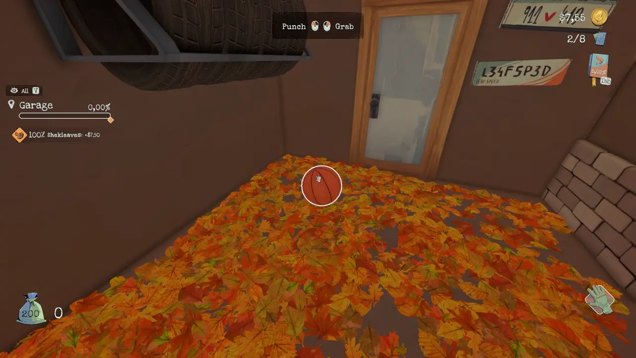 Basketball location inside the unlocked garage ready to use