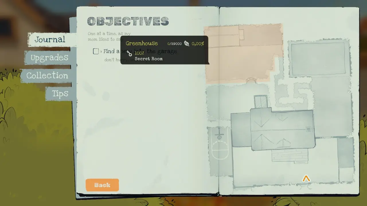 Basement back wall area indicating where to crawl toward the secret room