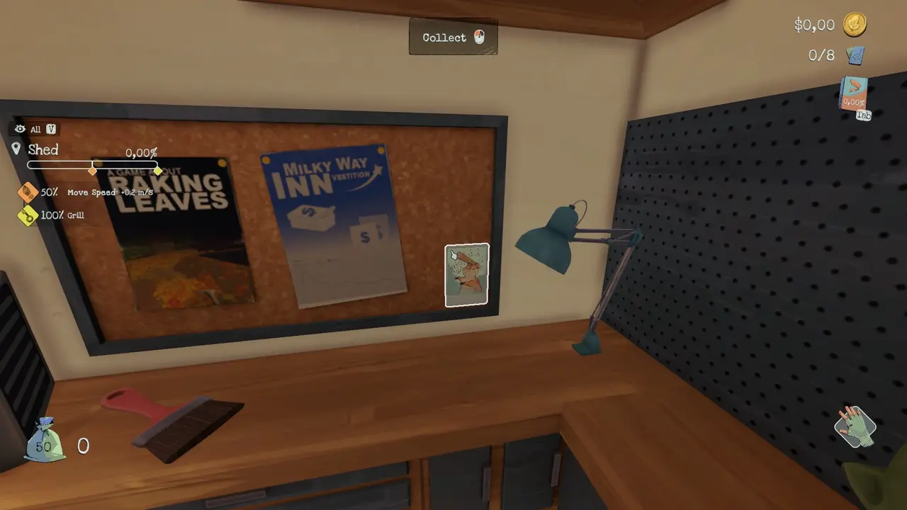 Photo 1 location in the shed on the left wall pinboard