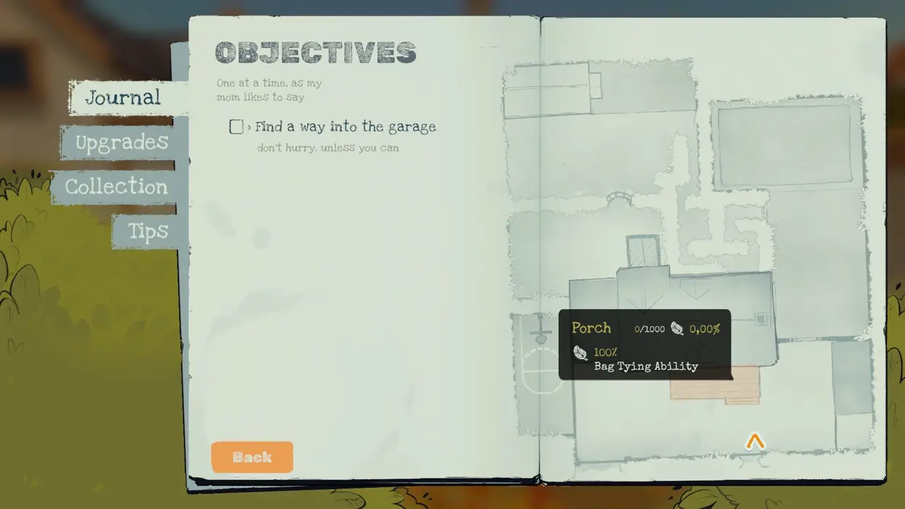 Holding right mouse button to tie a full leaf bag demonstration