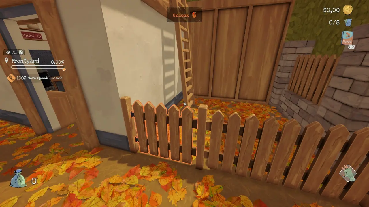 Small fence gate beside the shed opens for roof access after basement 100 percent