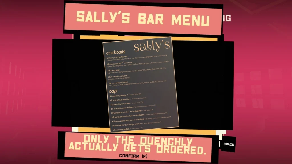Bar Menu