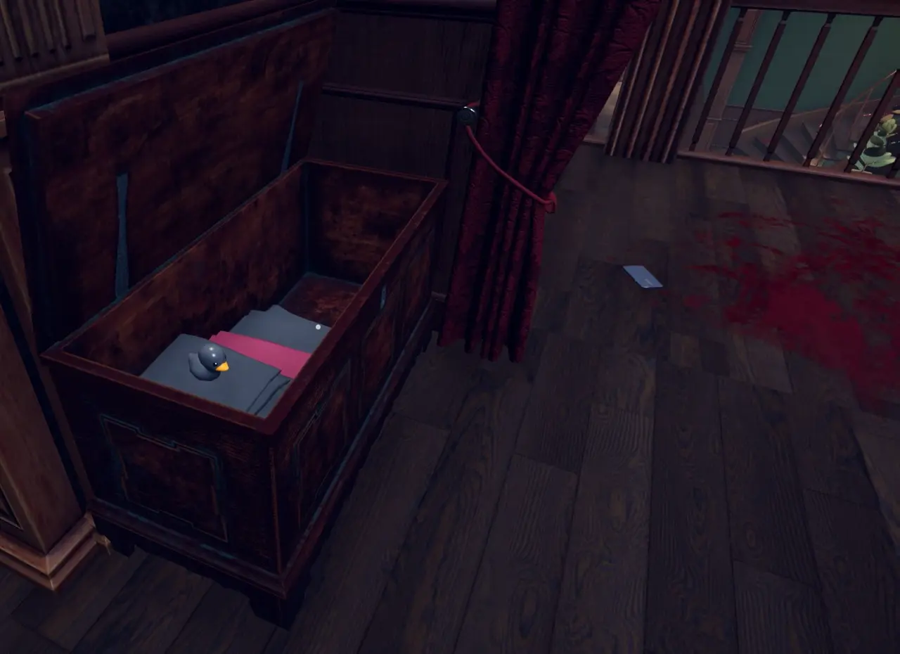 Crime Scene Cleaner Circle of Friends third black rubber duck inside chest