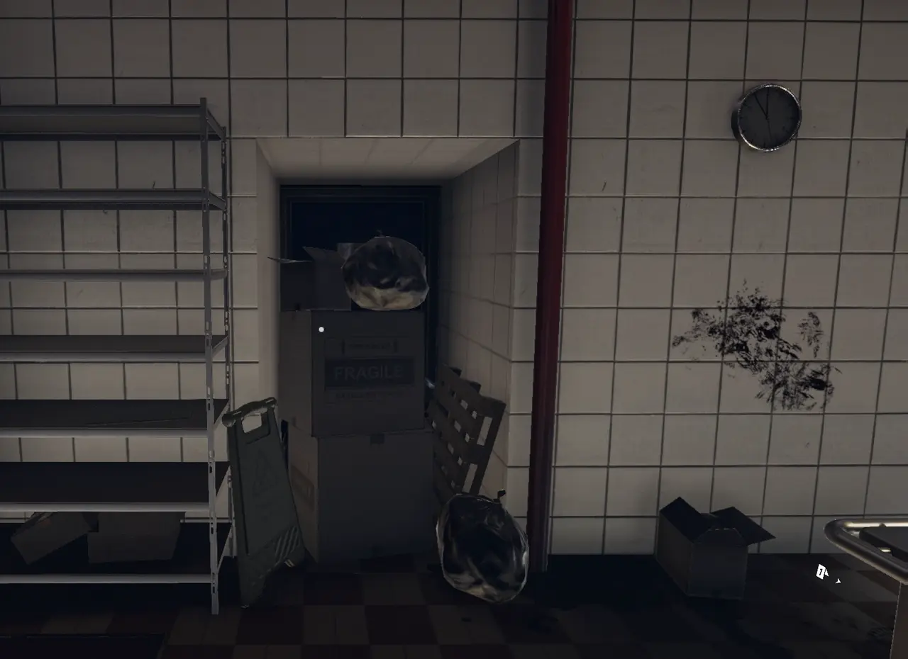 Crime Scene Cleaner Town Too Small kitchen door covered in trash