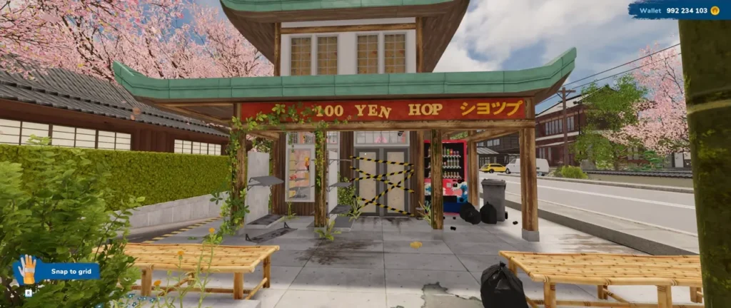 House Flipper 2 Sakura DLC 100-Yen Shop buyable house exterior