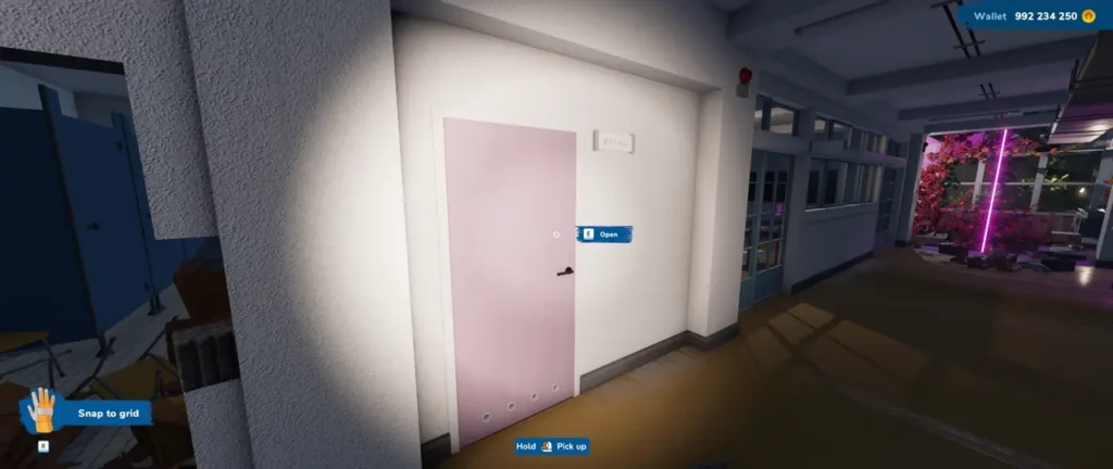 Pink bathroom door location inside the Anime School