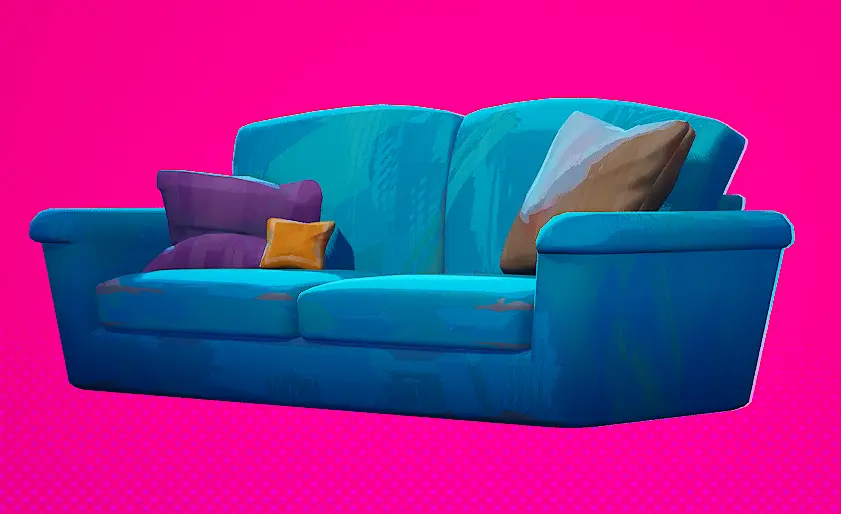 Blue Couch furniture memorabilia in Dead as Disco