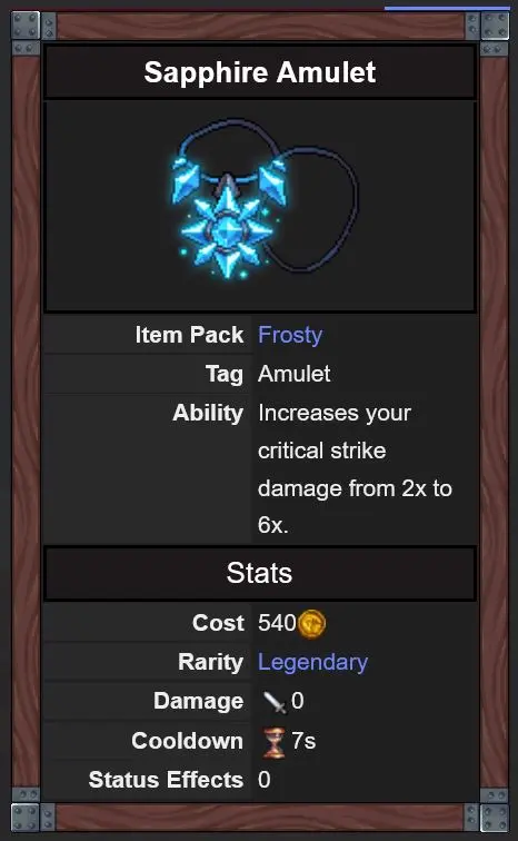 Oaken Tower Sapphire Amulet critical strike damage bonus