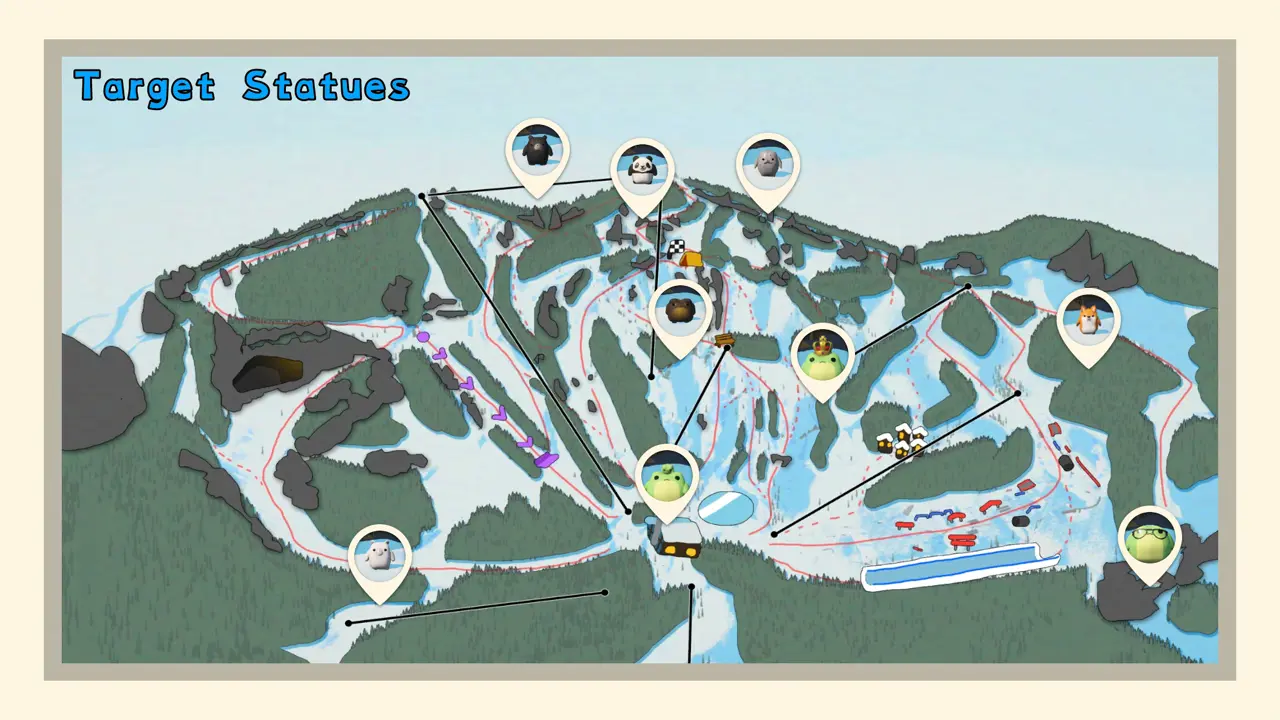 Sledding Game statue unlock target location