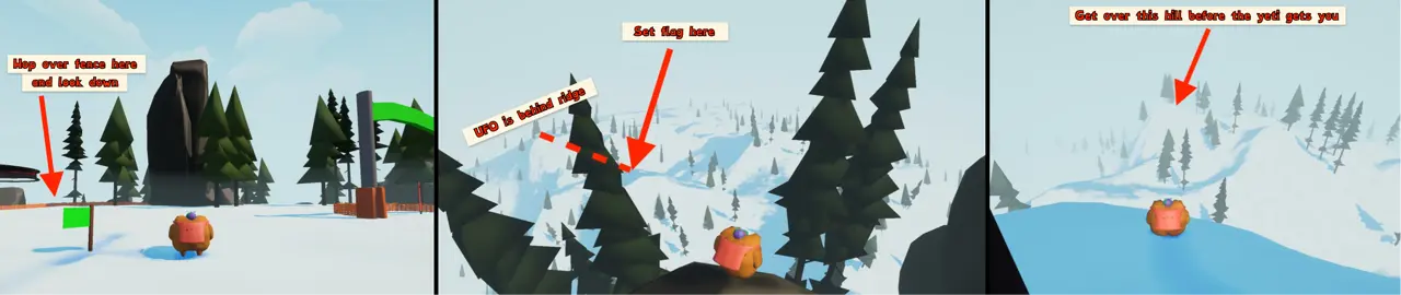 Sledding Game UFO Sled crashed UFO location