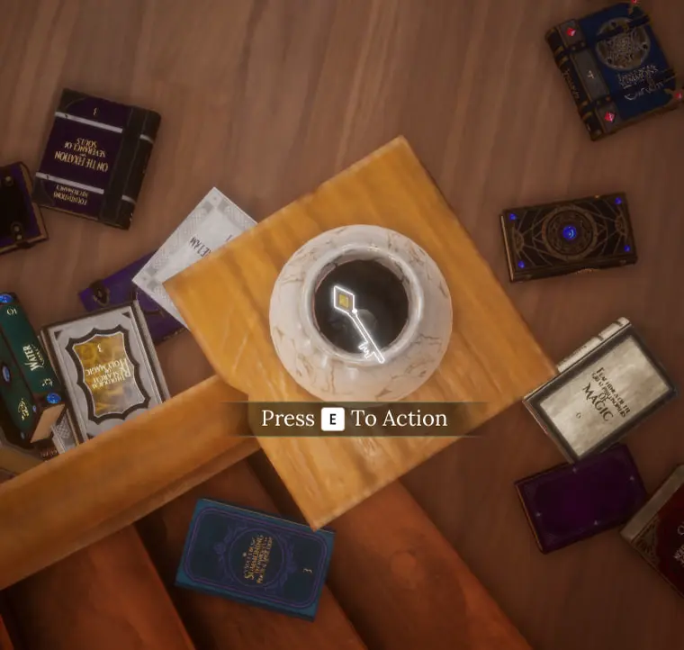 Yellow Key Location in Librarian Tidy Up the Arcane Library