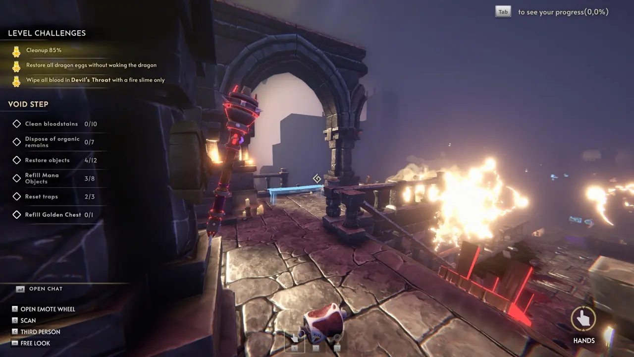 Dark Tower The Great Room damaged railings leading to the alternative Dragon's Lair path