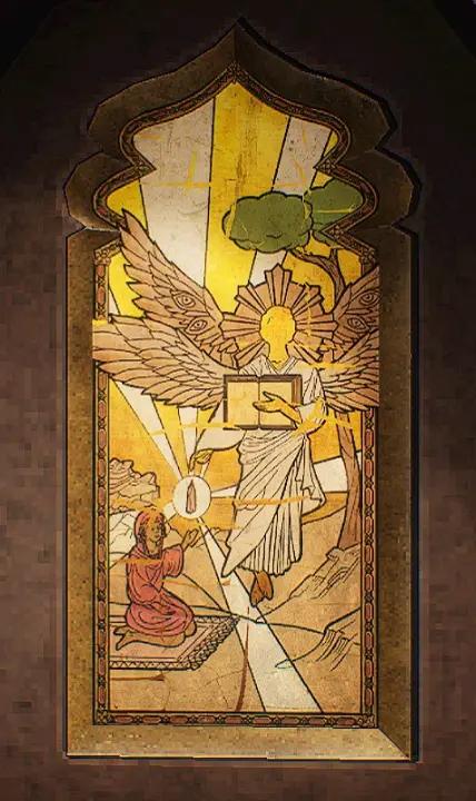 Correct portrait of an angel teaching one woman from a book