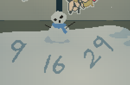 Train45 Lover's Letter puzzle showing Snow Woman car route numbers written in the snow