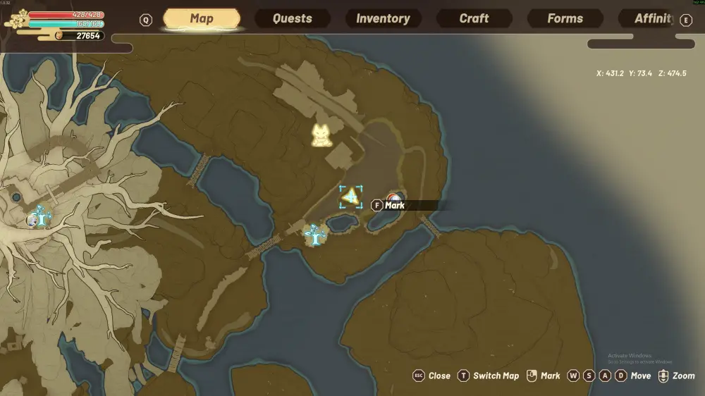Accessories and Made Goods Cat merchant location at the Mountain Goddess shrine