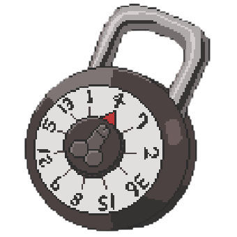 Train45 padlock item sprite showing the starting position for the lock puzzle