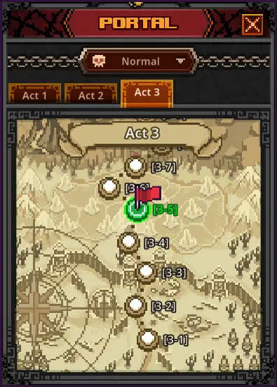 Portal system for selecting and replaying previous stages in Task Bar Hero