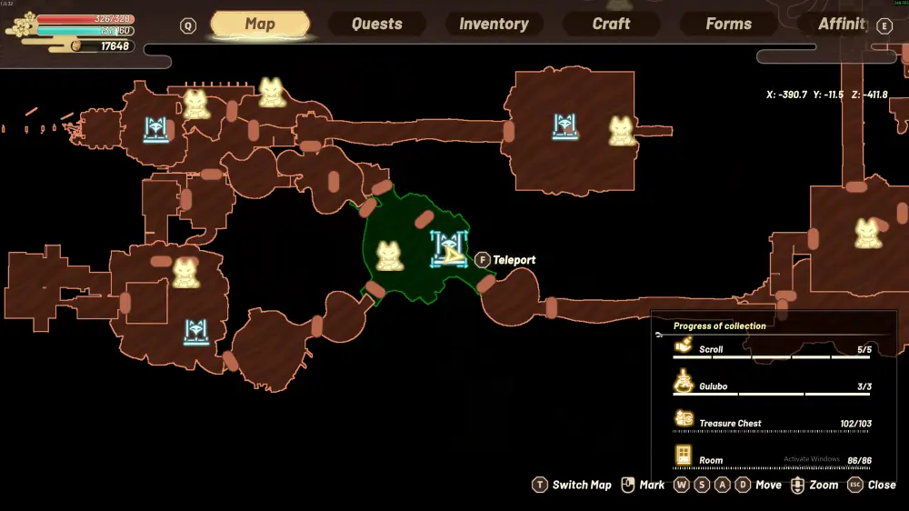 Furniture Cat merchant location in the Ruins