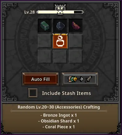 Crafting system interface showing item creation options in cube