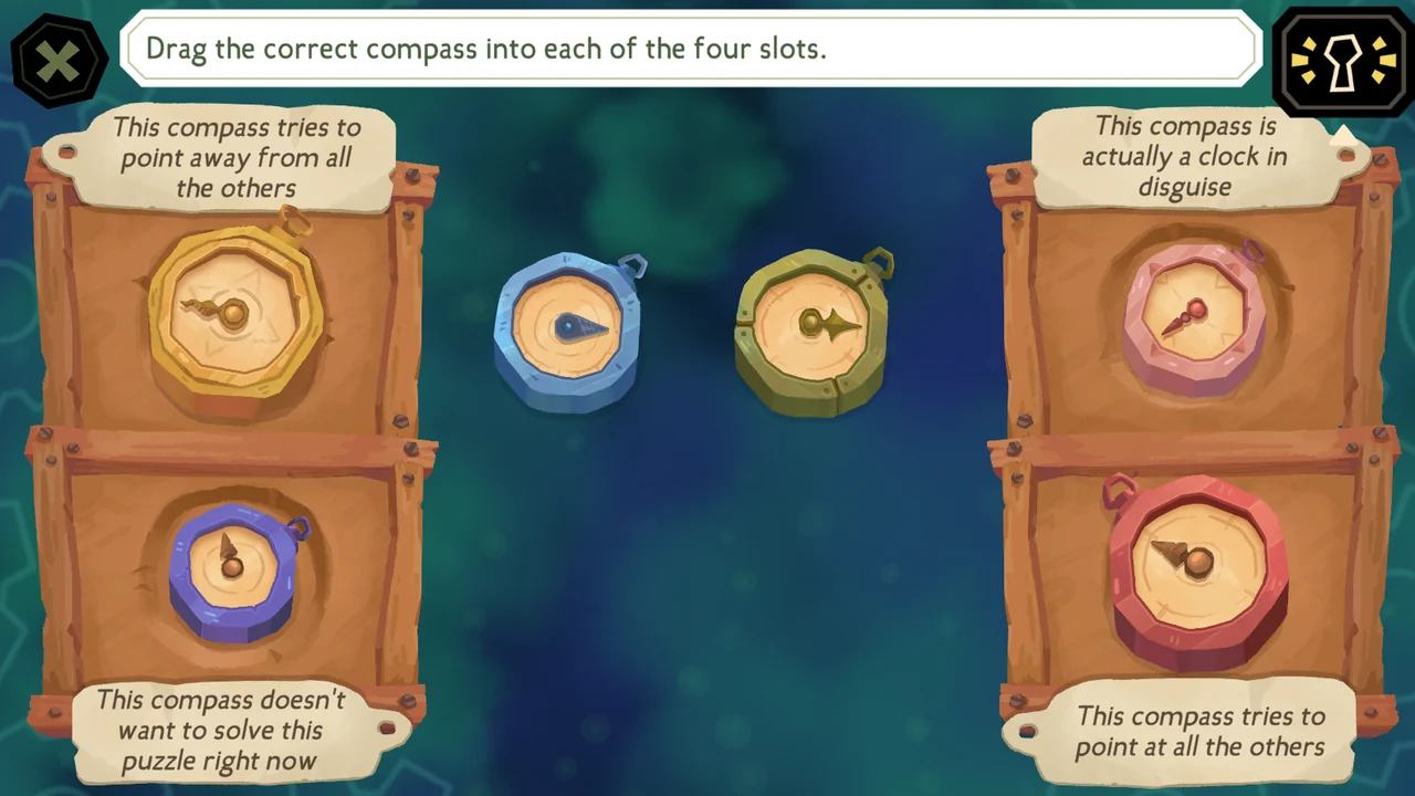 The Mermaid Mask Engine Room compass puzzle exact color placement solution