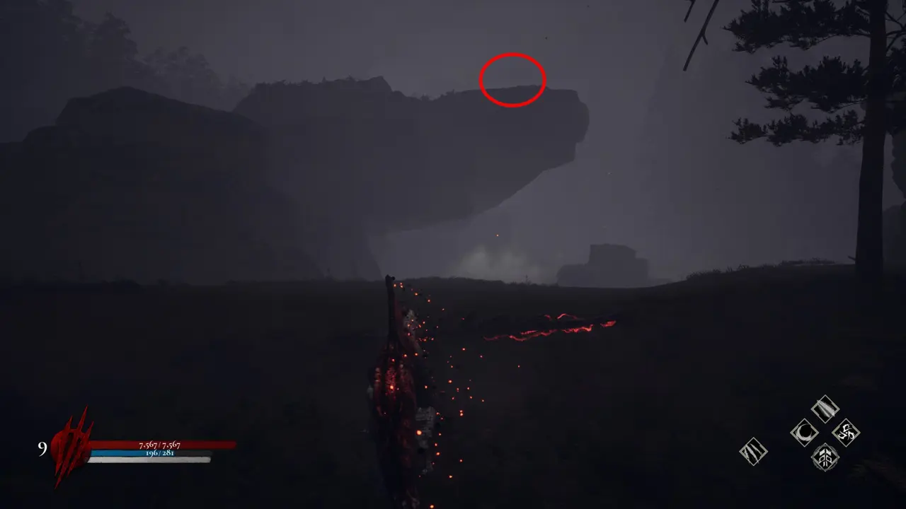 Dinoblade fourth sword on a Darkclaws Forest cliff
