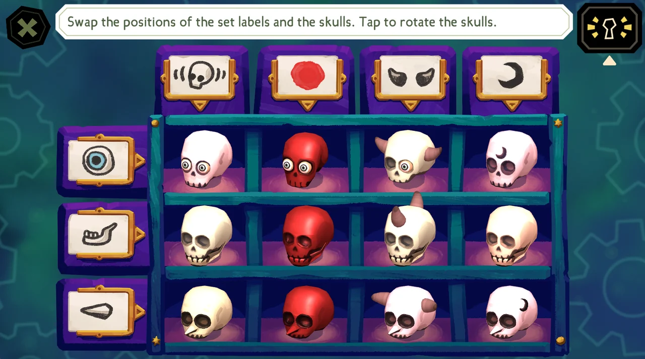 The Mermaid Mask Cabinet of Curiosities correct skull and label grid
