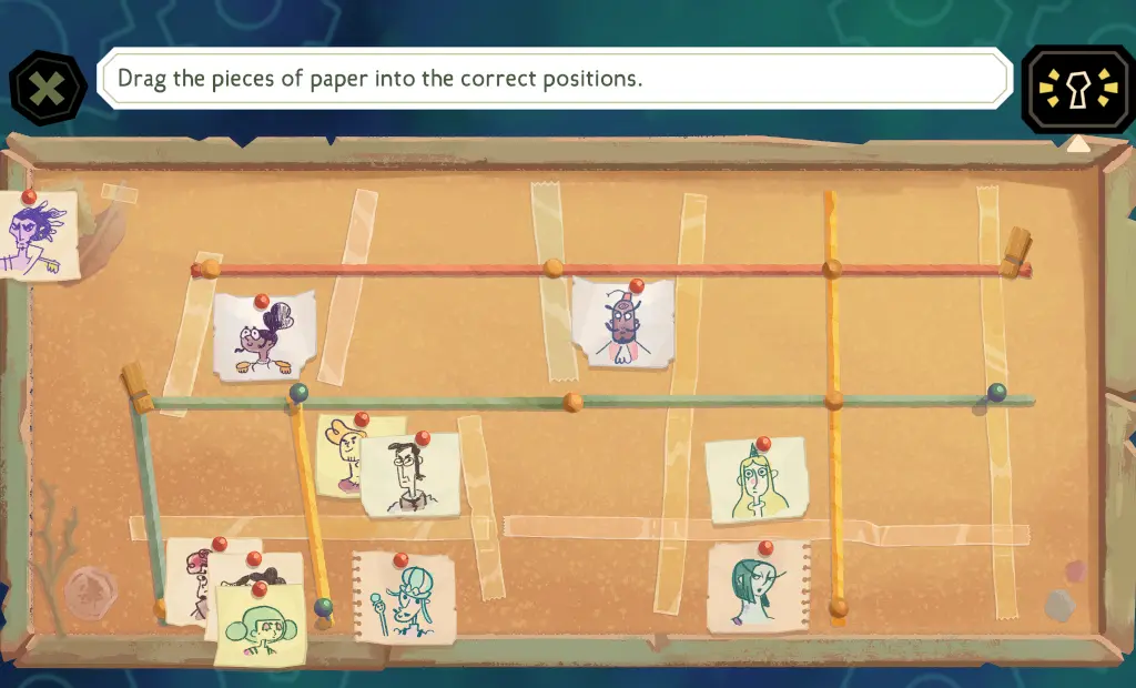 The Mermaid Mask Cargo Hold pinboard exact character placement solution