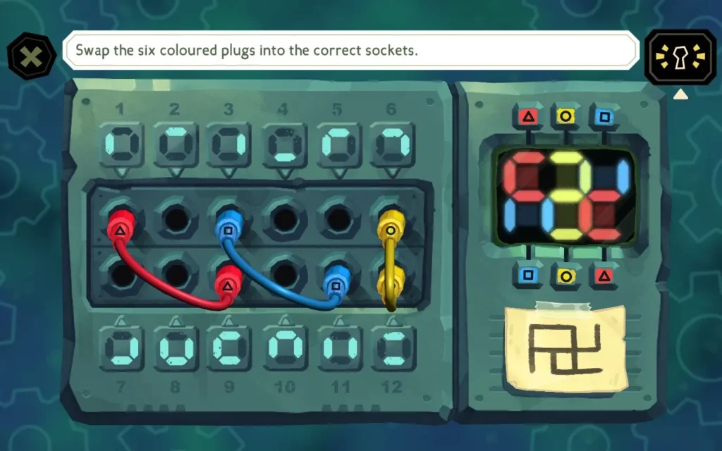 The Mermaid Mask Control Room wires puzzle panel