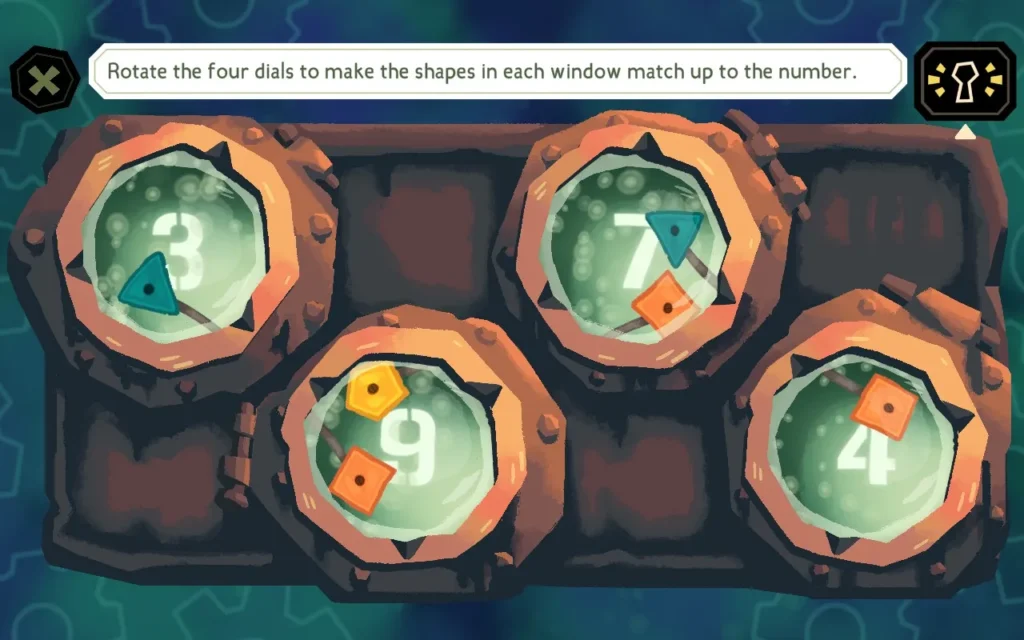 The Mermaid Mask Mess Hall snake cabinet puzzle solution showing the correct shape combinations