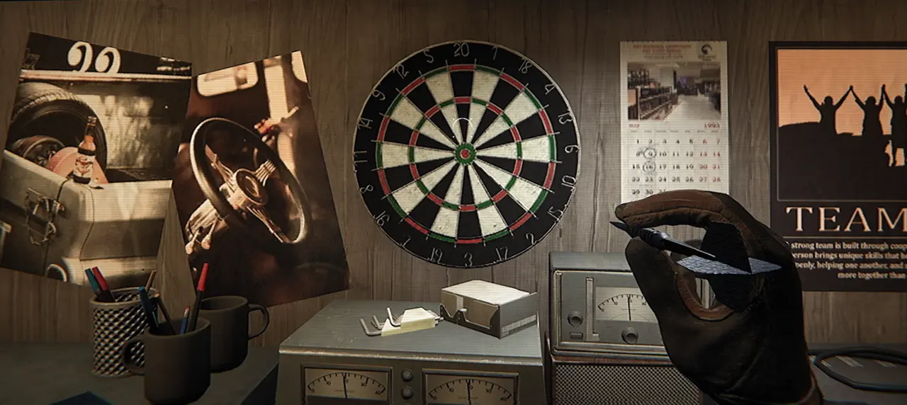 Dartboard bullseye location inside the Funnel Runners van