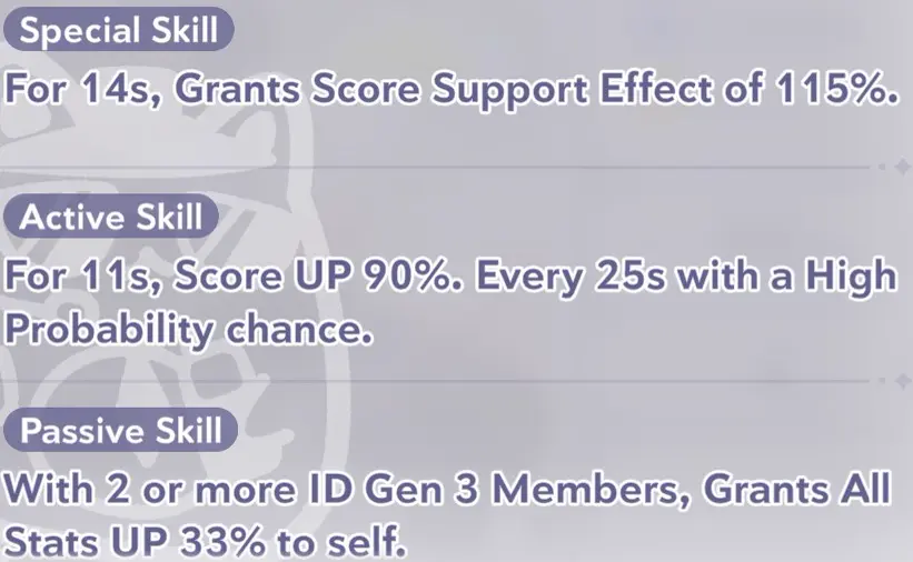 Vestia Zeta skill information in Hololive Dreams