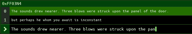 Correctly entering a highlighted line in the K3RN3LC0MP1L3R minigame
