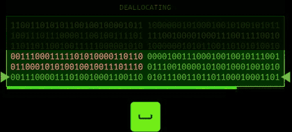 Using left, Space, and right inputs in the memDEALLOCATER minigame
