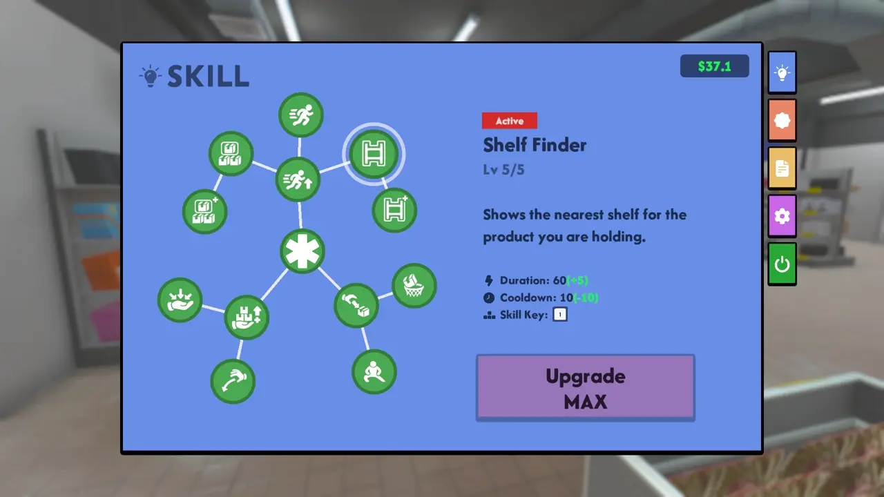 Supermarket Chaos Shelf Finder skill highlighting the correct shelf