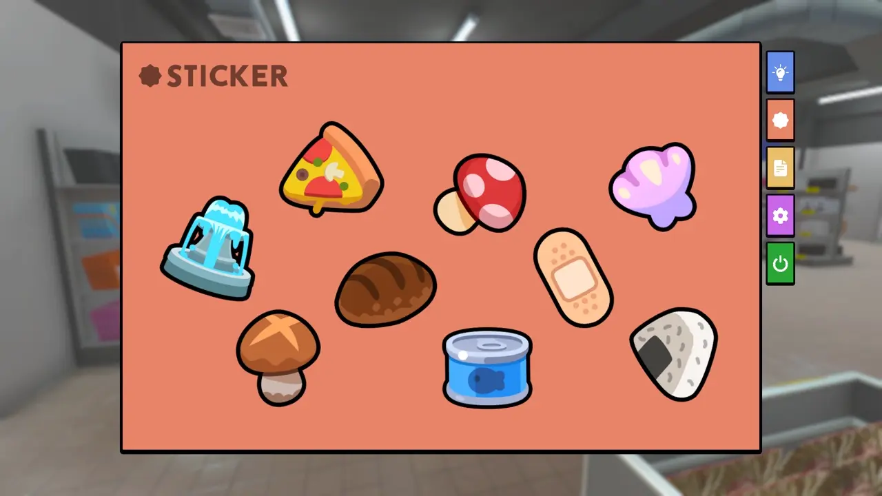 Supermarket Chaos sticker ATM machines and sticker rewards menu