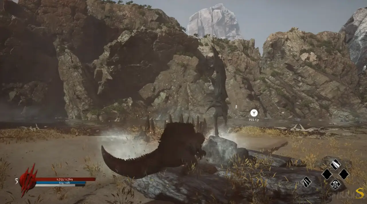 Dinoblade Mokusei stomp and spin attacks