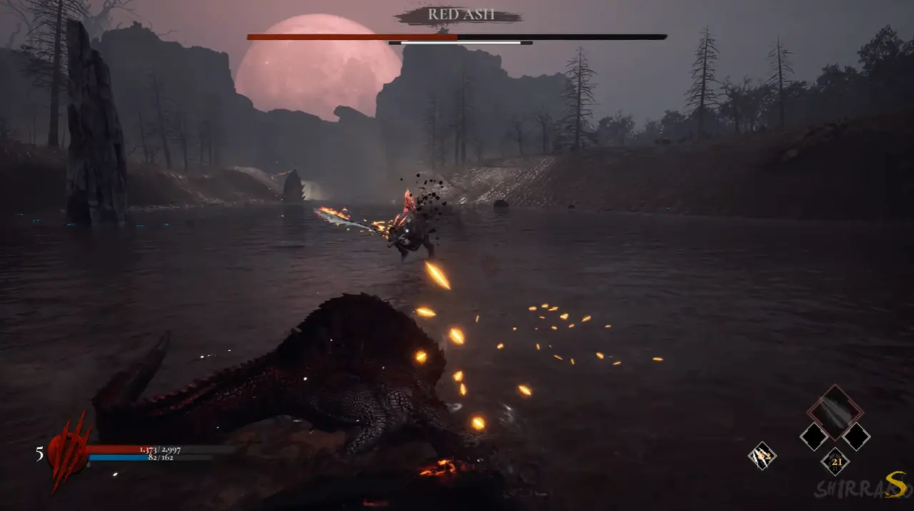 Dinoblade Red Ash fire sword boss fight