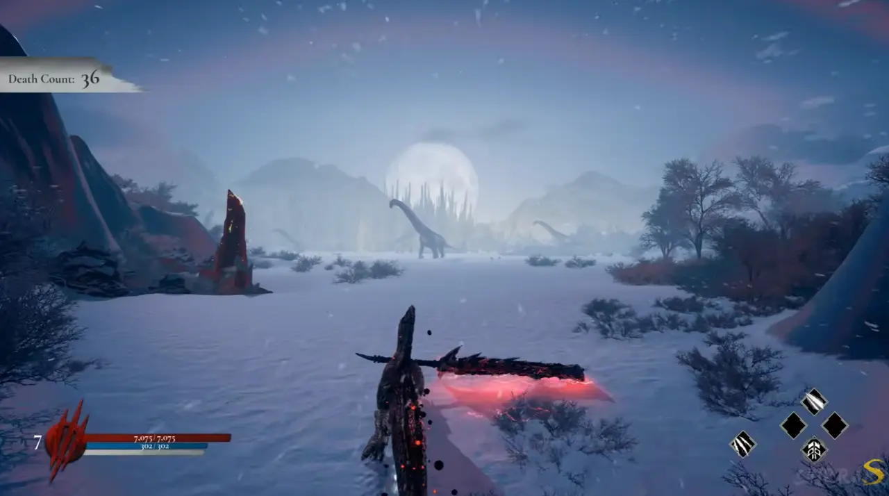 Dinoblade Snow Crater entrance and Save Stone