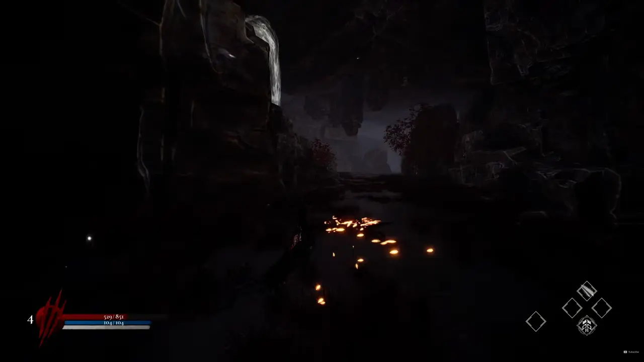 Dinoblade cave route leading deeper into the demo