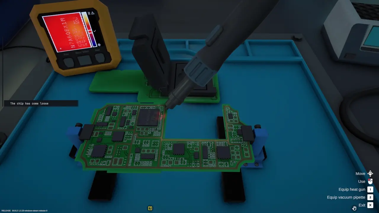 Heating a digital device memory chip at the desoldering station
