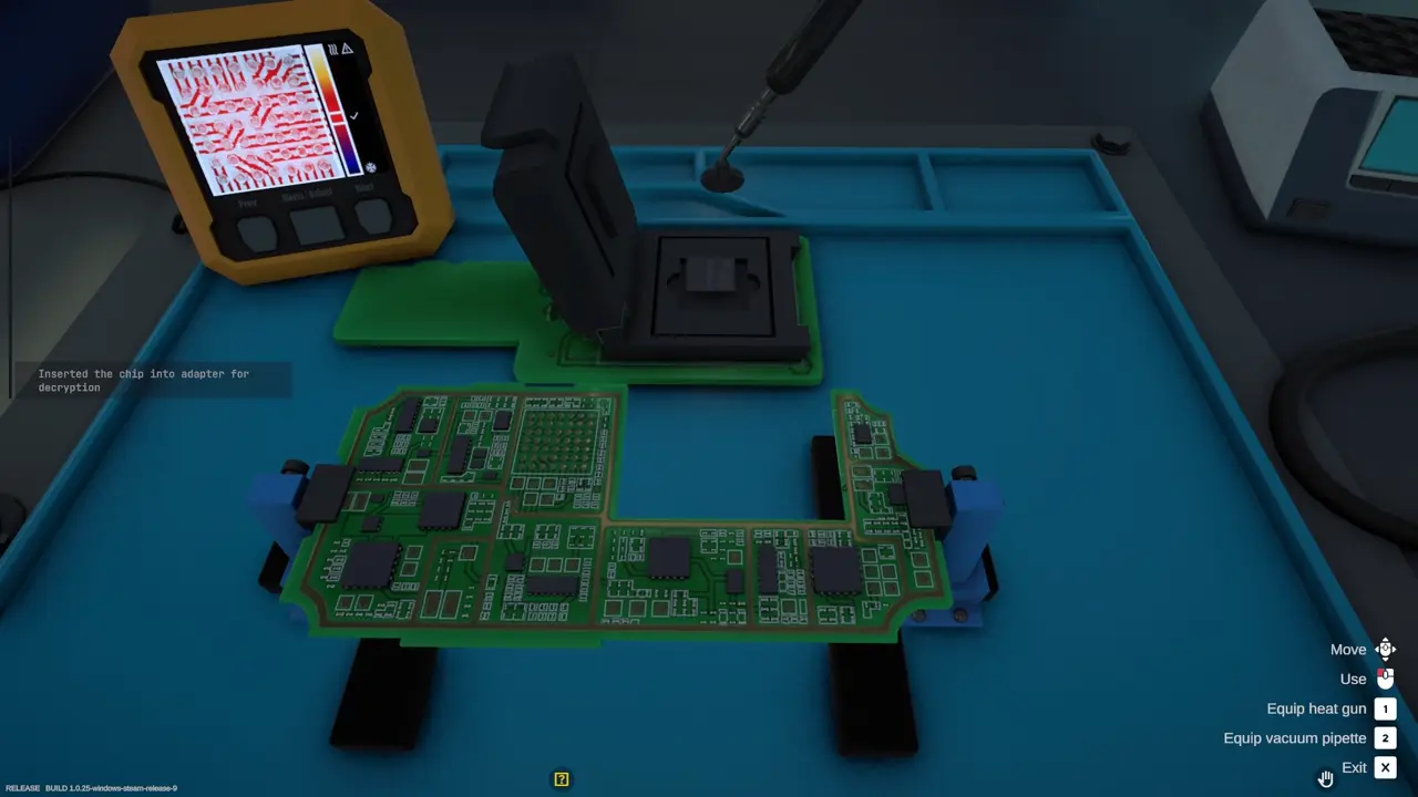 Removing a loose memory chip with the vacuum pipette