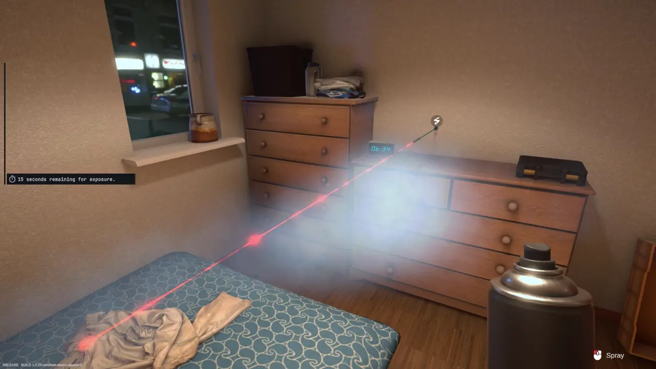 Starting the 30-second exposure for projectile trajectory reconstruction