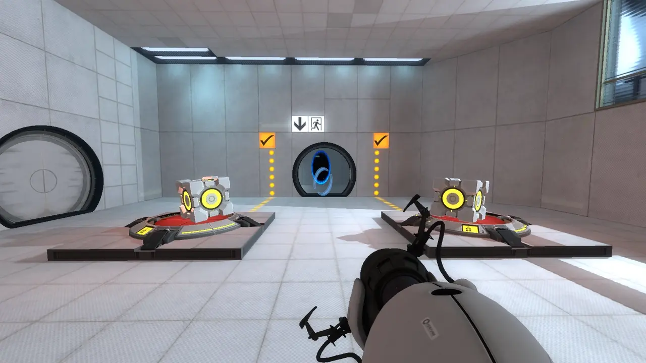 Chamber 5 cube and orange portal setup for Get Stuck achievement