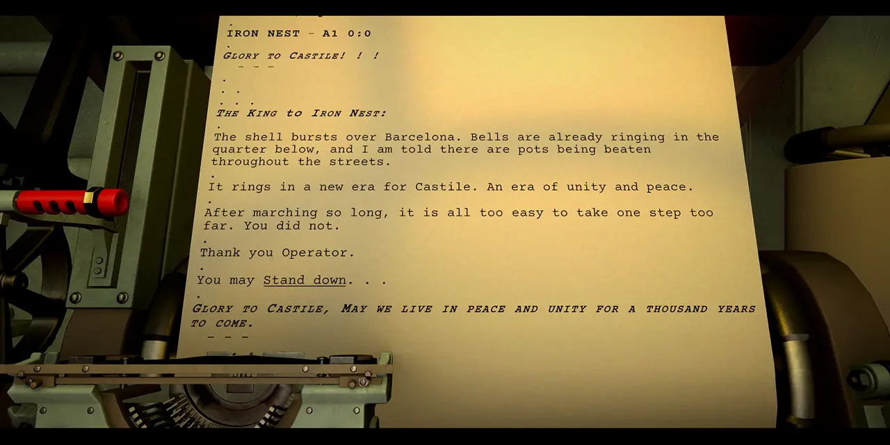 Iron Nest Ending 1 Peace propaganda shell